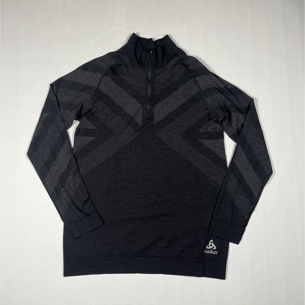 Odlo Kinship Warm Base Layer Women's Large Black Merino Blend Long Sleeve